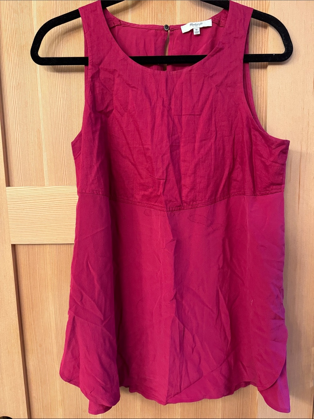 Madewell fuscia sleeveless blouse